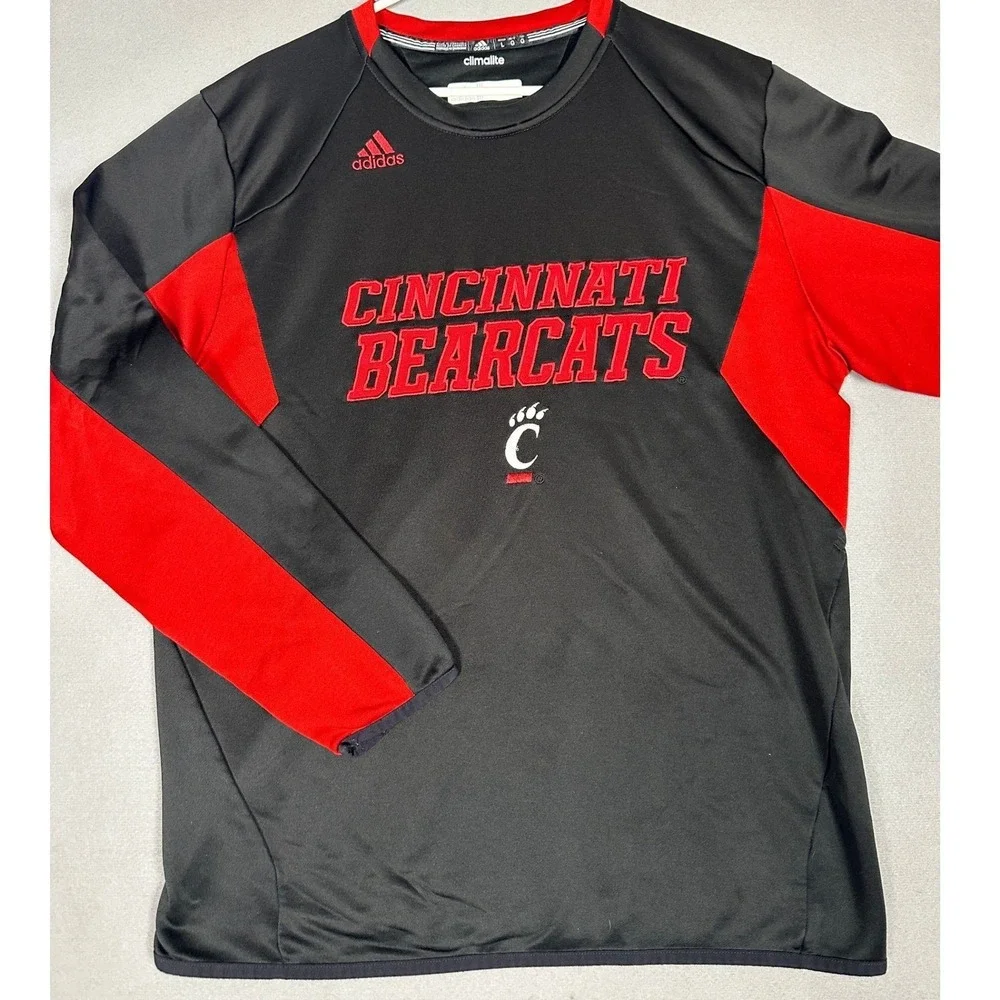 Cincinnati Bearcats Adidas Shirt Men Large Black Red Climalite Athletic Training